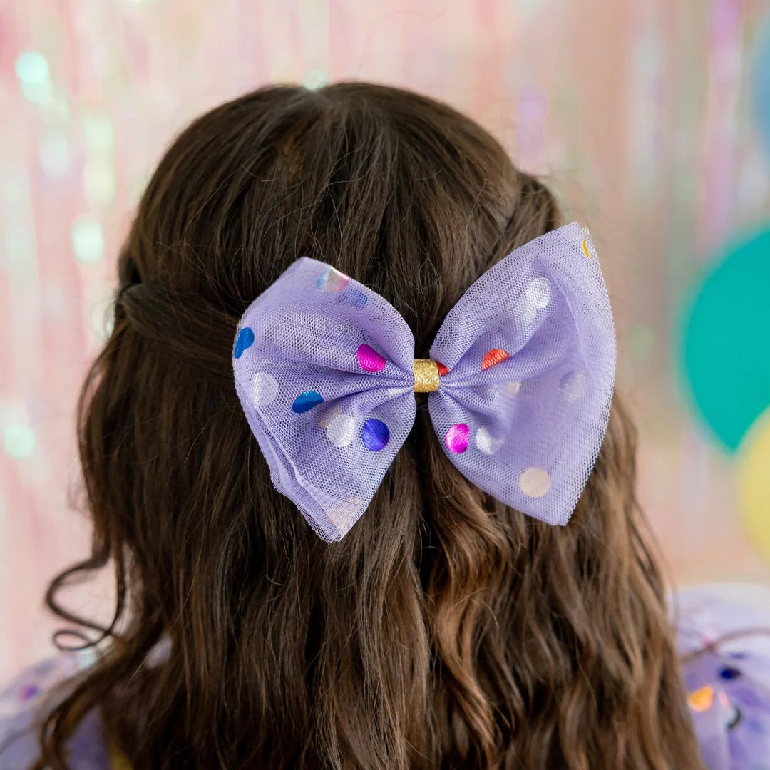 Lavendar Confetti Tulle Bow Clip
