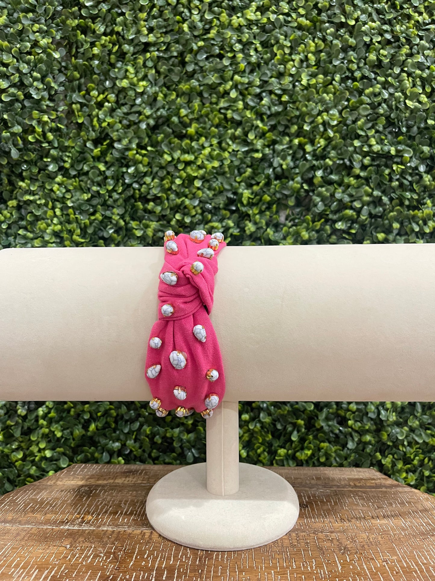 Pink & Marbled Stone Headband