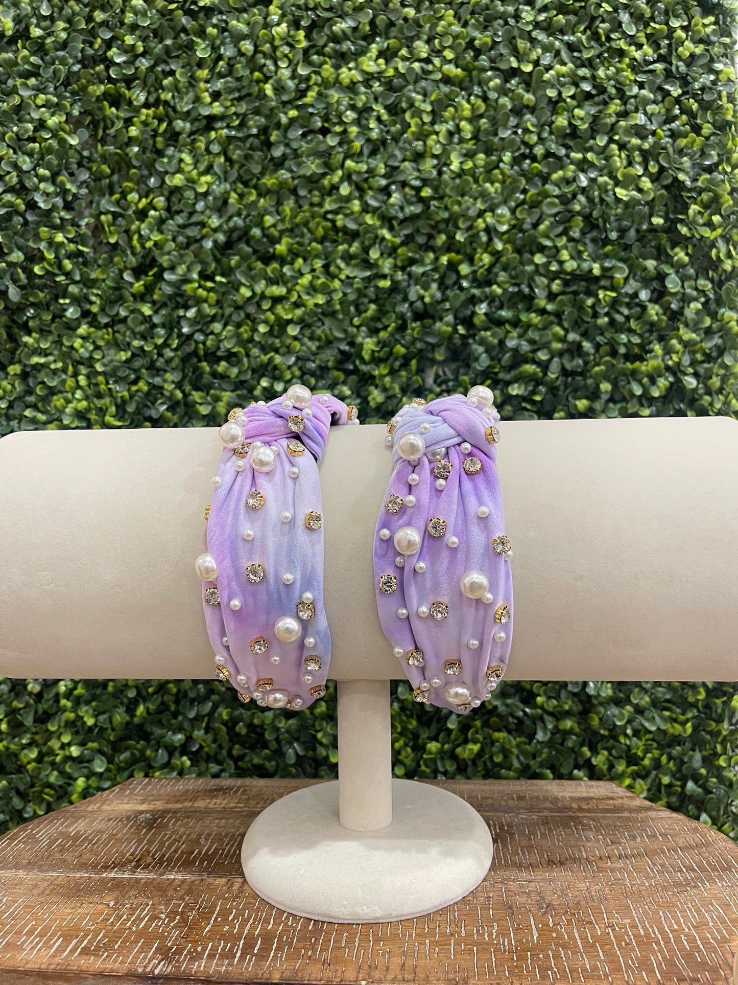Purple Cloud Embellished Pearl Headband
