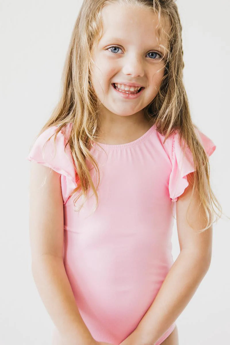 Bubblegum Pink Flutter Sleeve Leotard