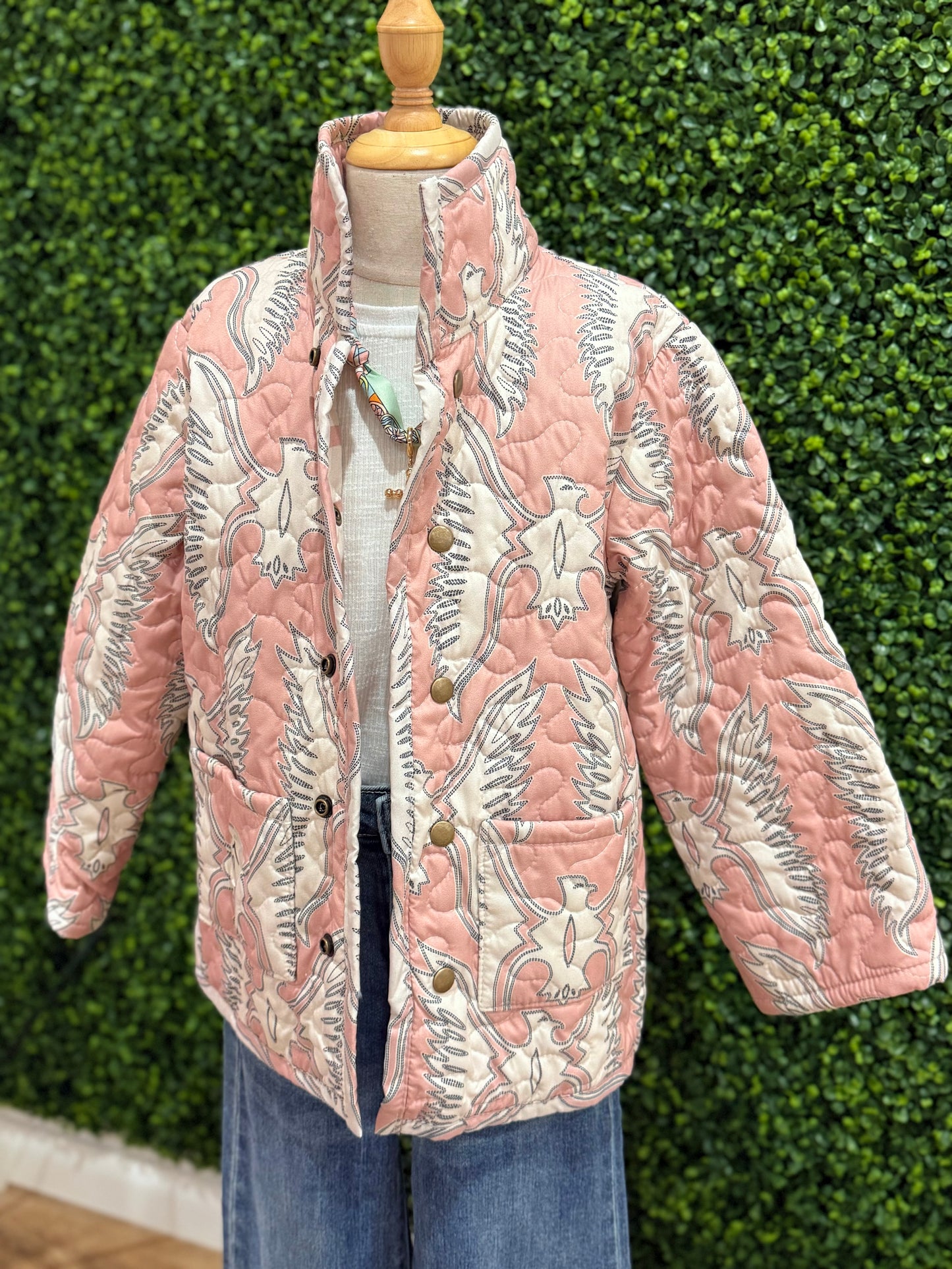 Chase Firebird Blush Quilted Snap Jacket