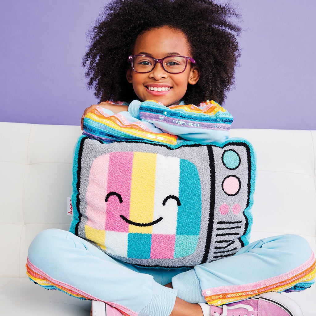 Retro Tele Chenille Plush Pillow