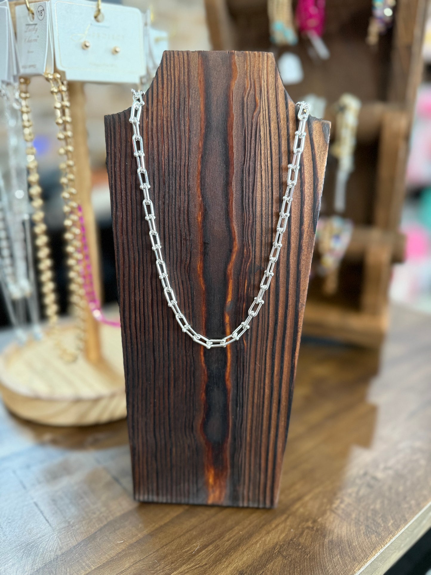 Silver Link Necklace + Studs