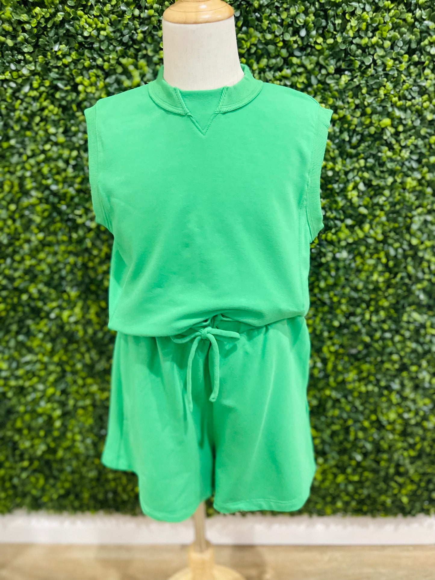 French Terry Paperbag Shorts | Seaweed
