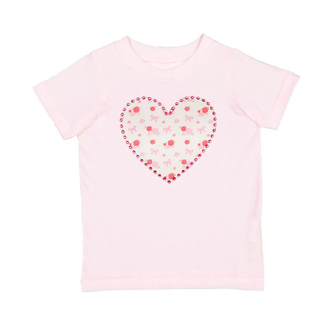 Dainty Rose Pearl Heart Patch T-Shirt
