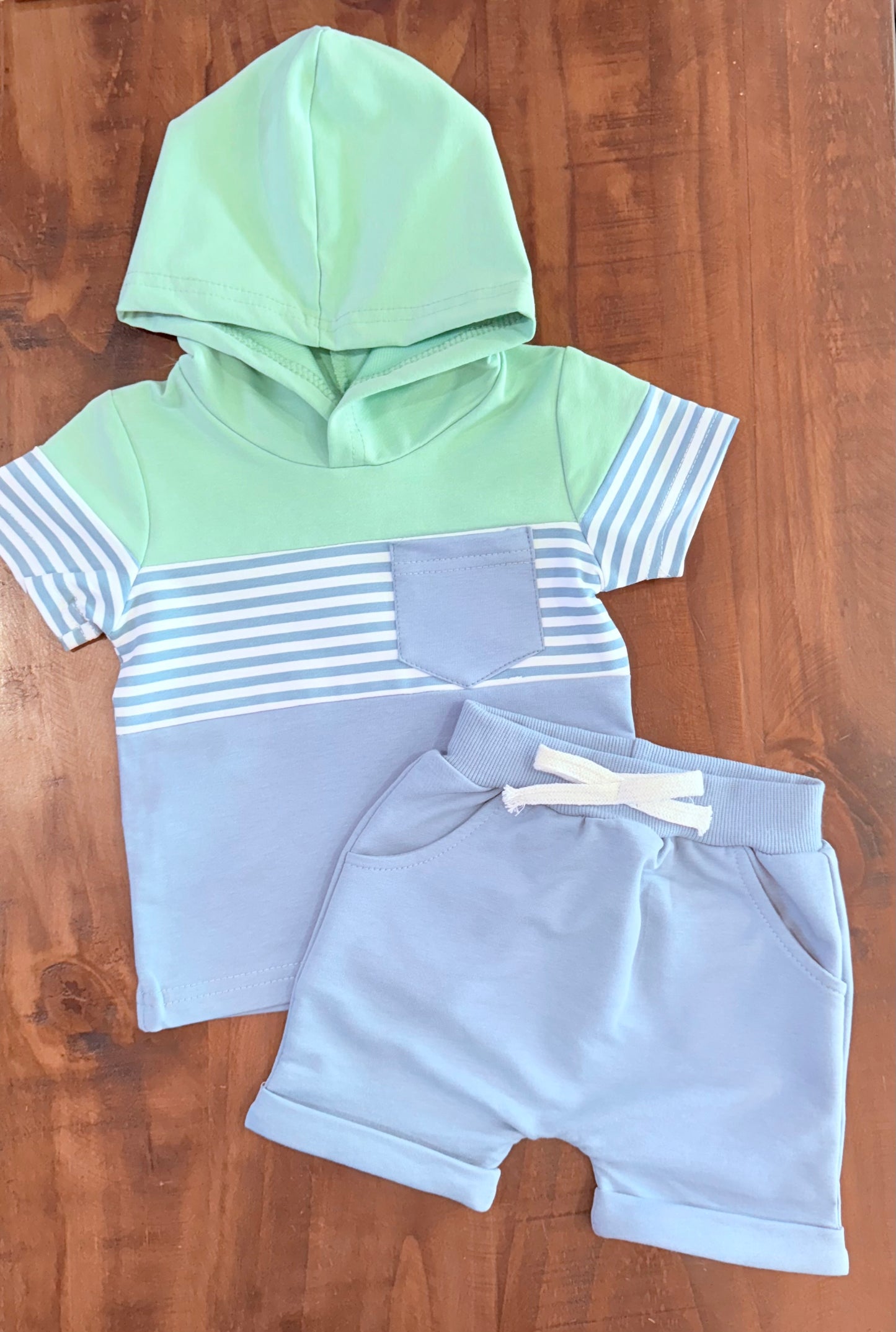 Spring Stripe Hooded Set