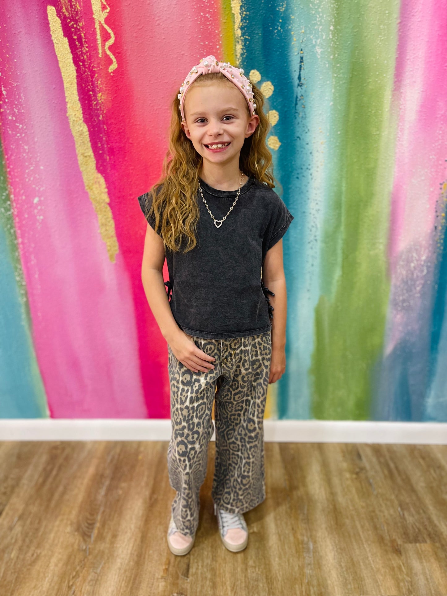 Leopard Relaxed Fit Cropped Denim