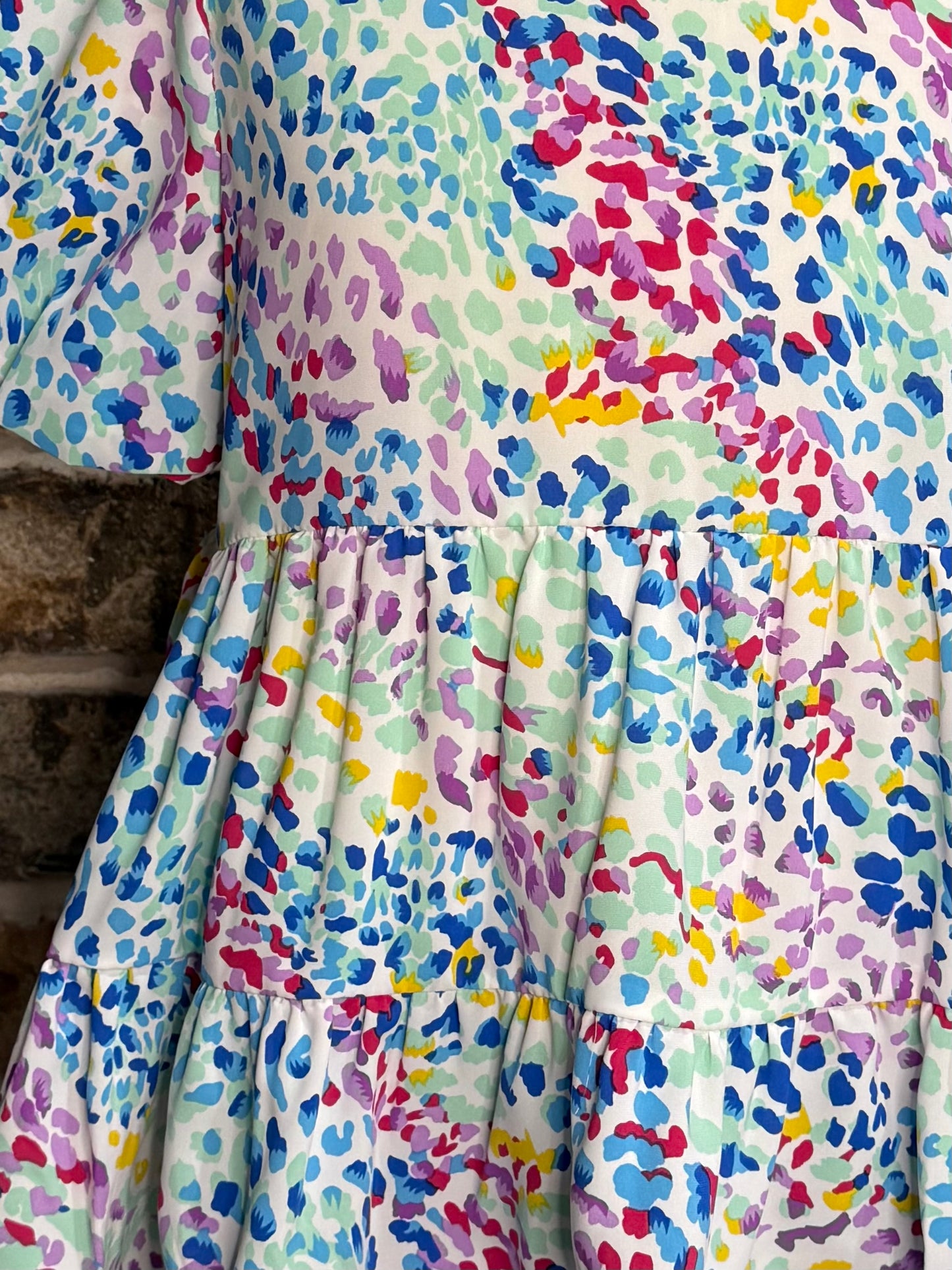 Abstract Multi Color Dot Peplum Top