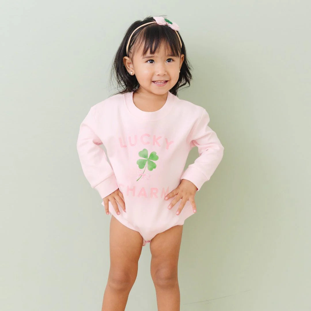 Lucky Charm St. Patrick’s Day Romper | Pink