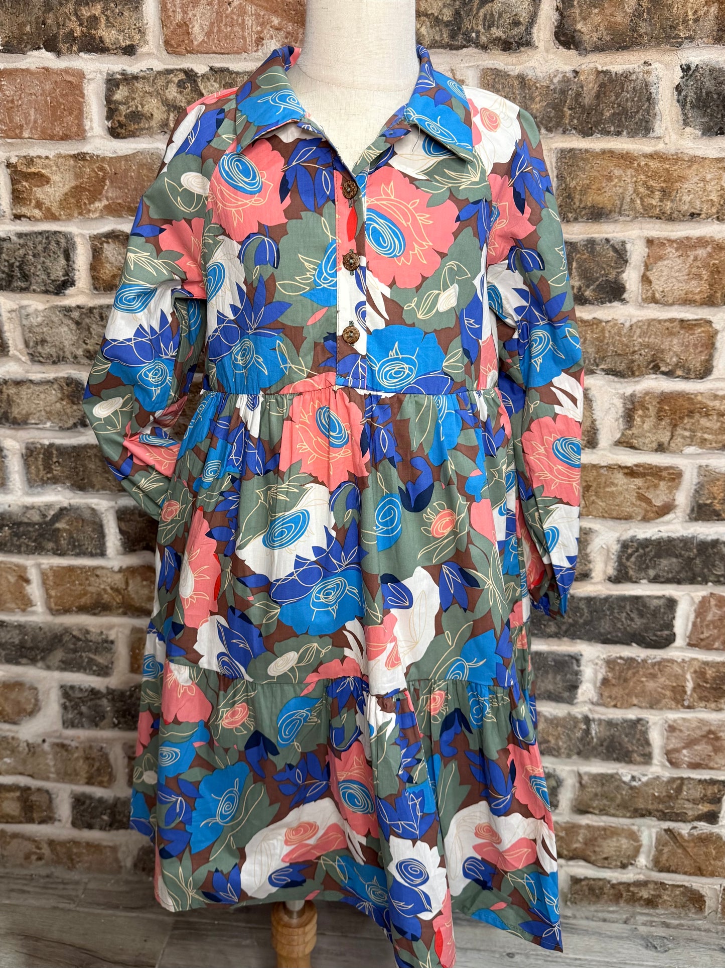 Floral Button Down Tiered Dress