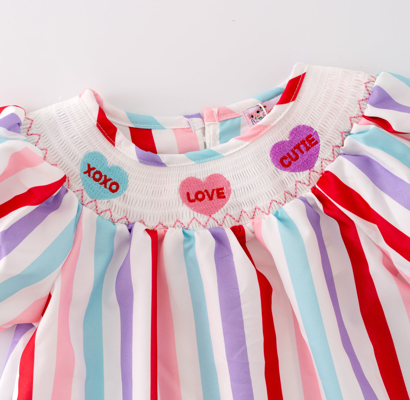 Candy Heart Stripe Smocked Dress
