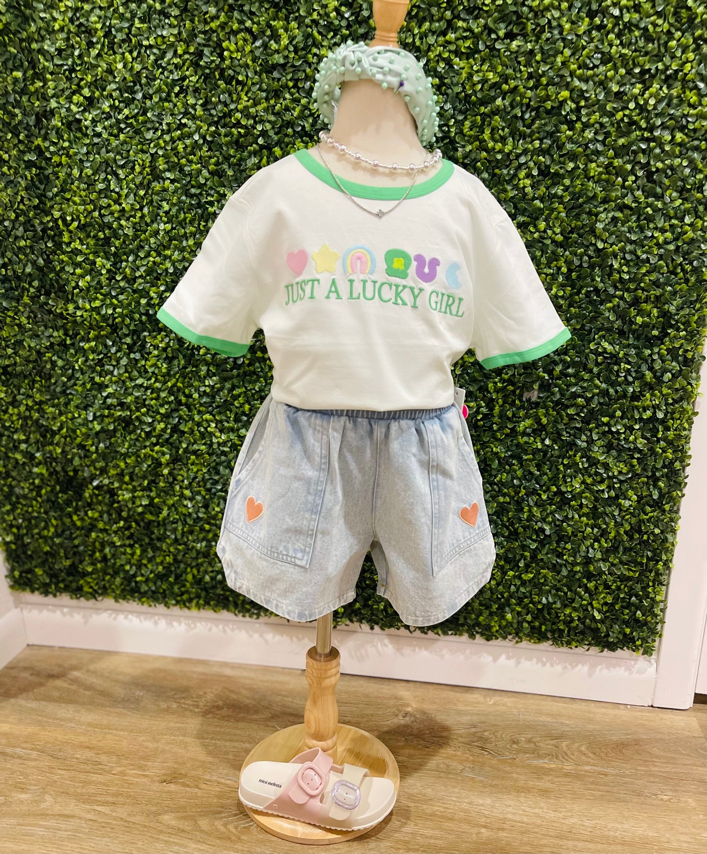 Lucky Girl Embroidered Tee | Green