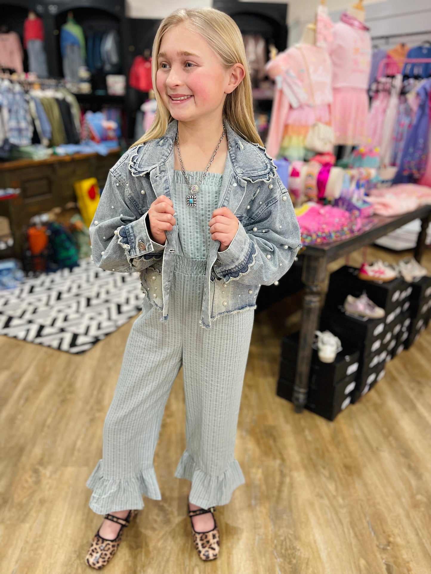 Dobby Smock Waist Jumper | Light Blue