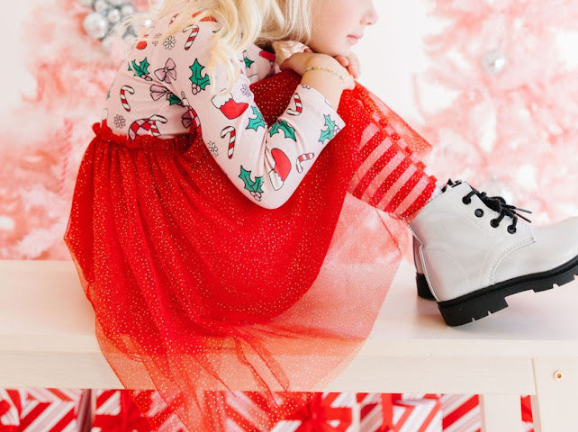 Disco Christmas Long Sleeve Tutu Dress