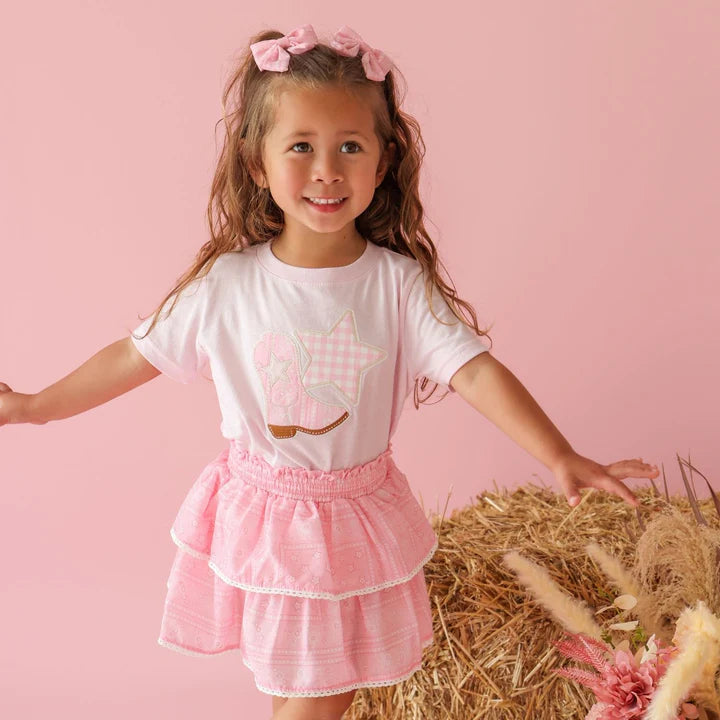 Pink Bandana Western Bow Clip Set