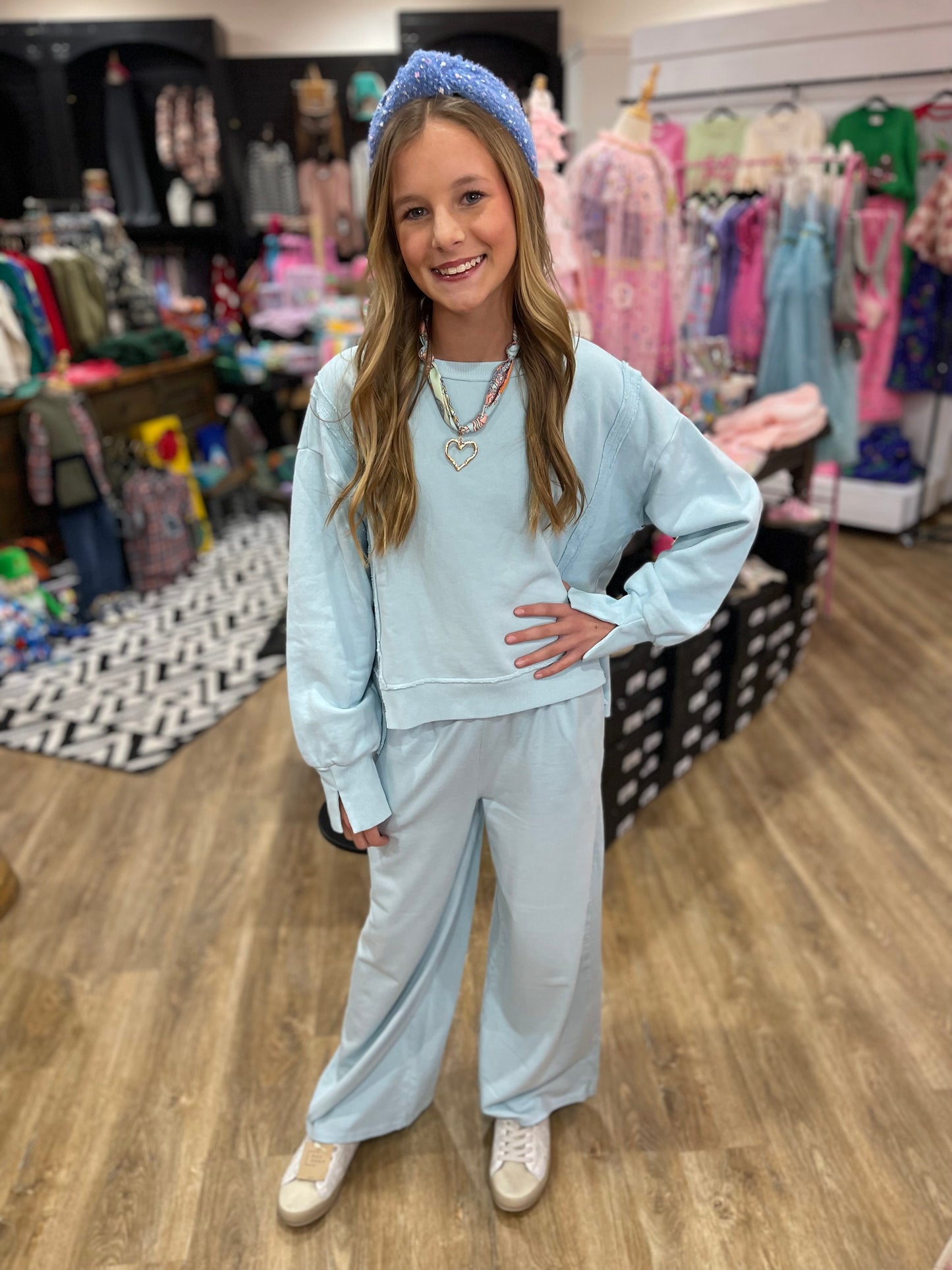 Cotton Fleece Boxy Hi-Lo Contract Pullover | Calypso Blue
