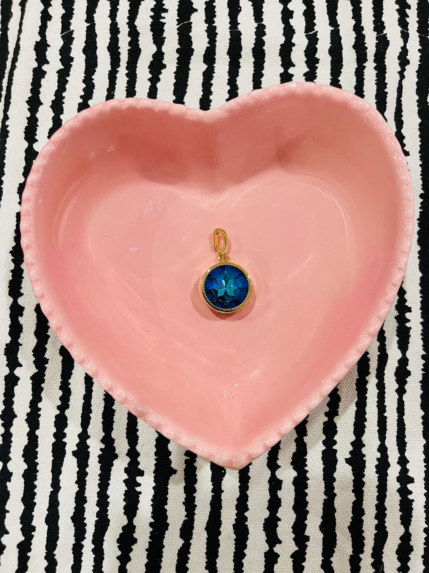 Iridescent Blue Circular Gem Charm