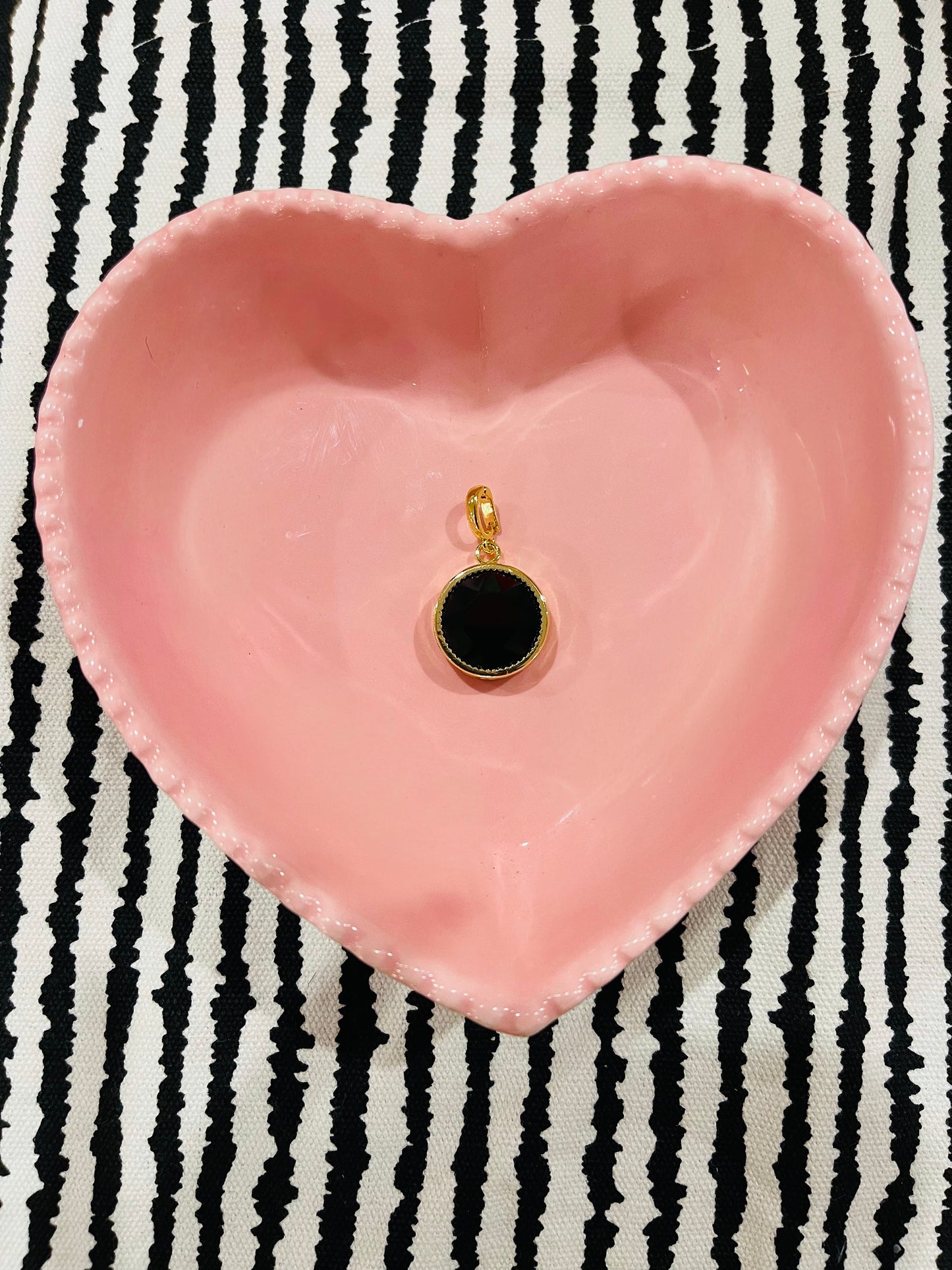 Black Circular Gem Charm
