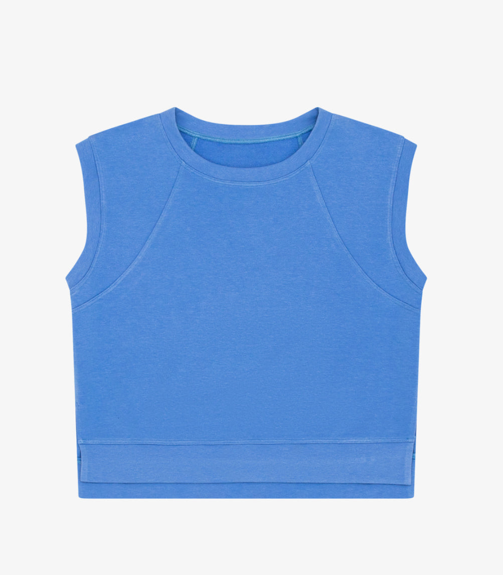 French Terry Raglan Tank + Wide Leg Pants Set | Cobalt Blue