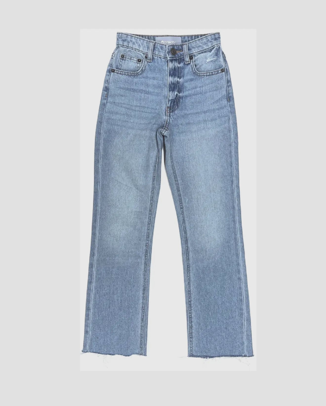 Straight Crop Jeans With Fray Hem