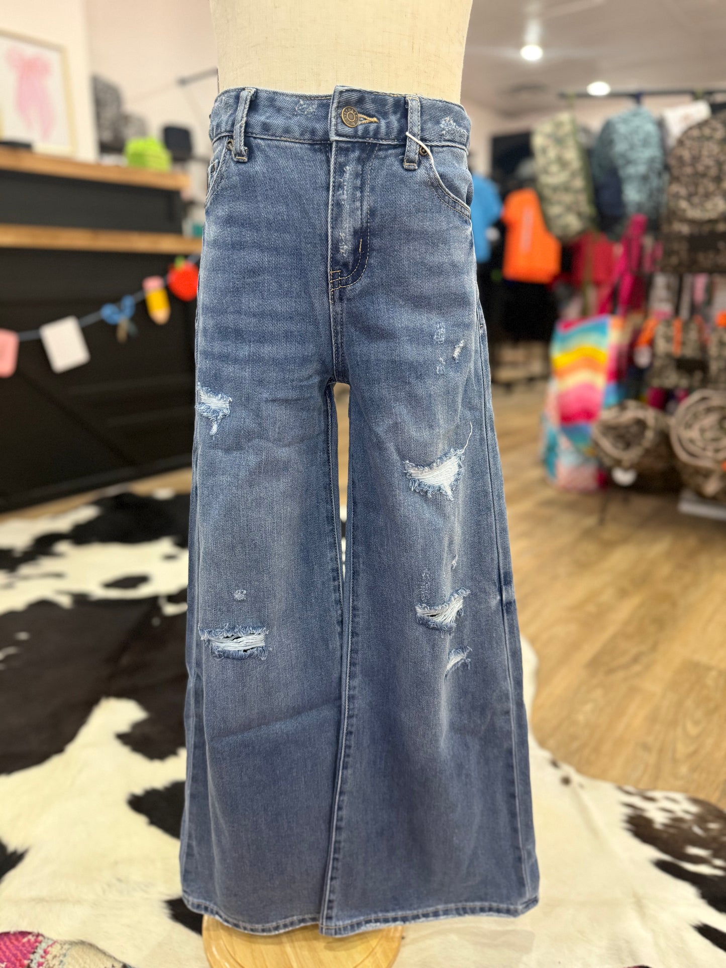 Destructed Wide Leg | Indigo