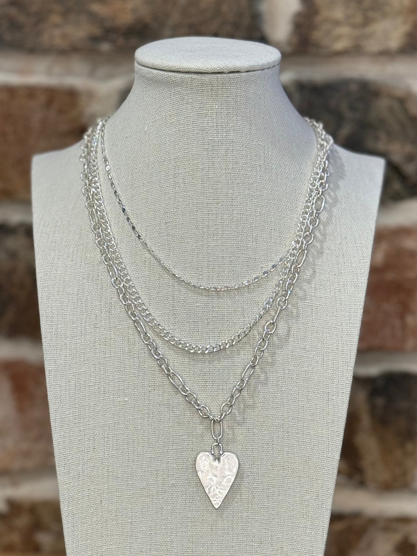 Triple Chain Heart Necklace
