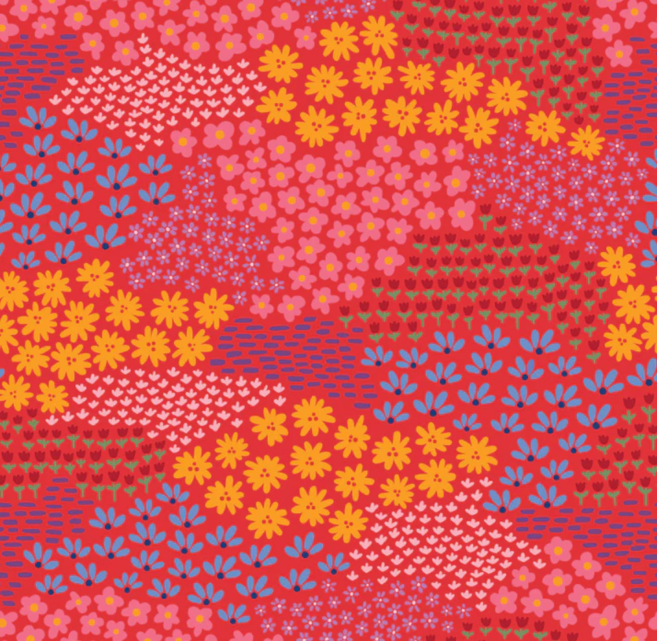 Quilted Skirt | Red Floral