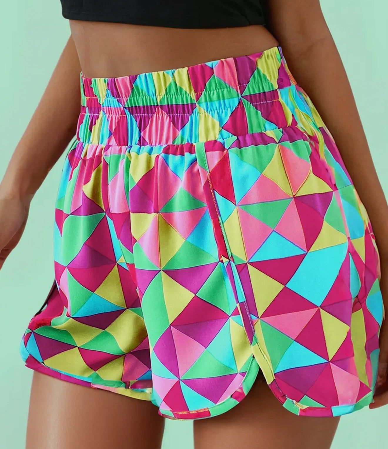 Geometric High Waist Shorts