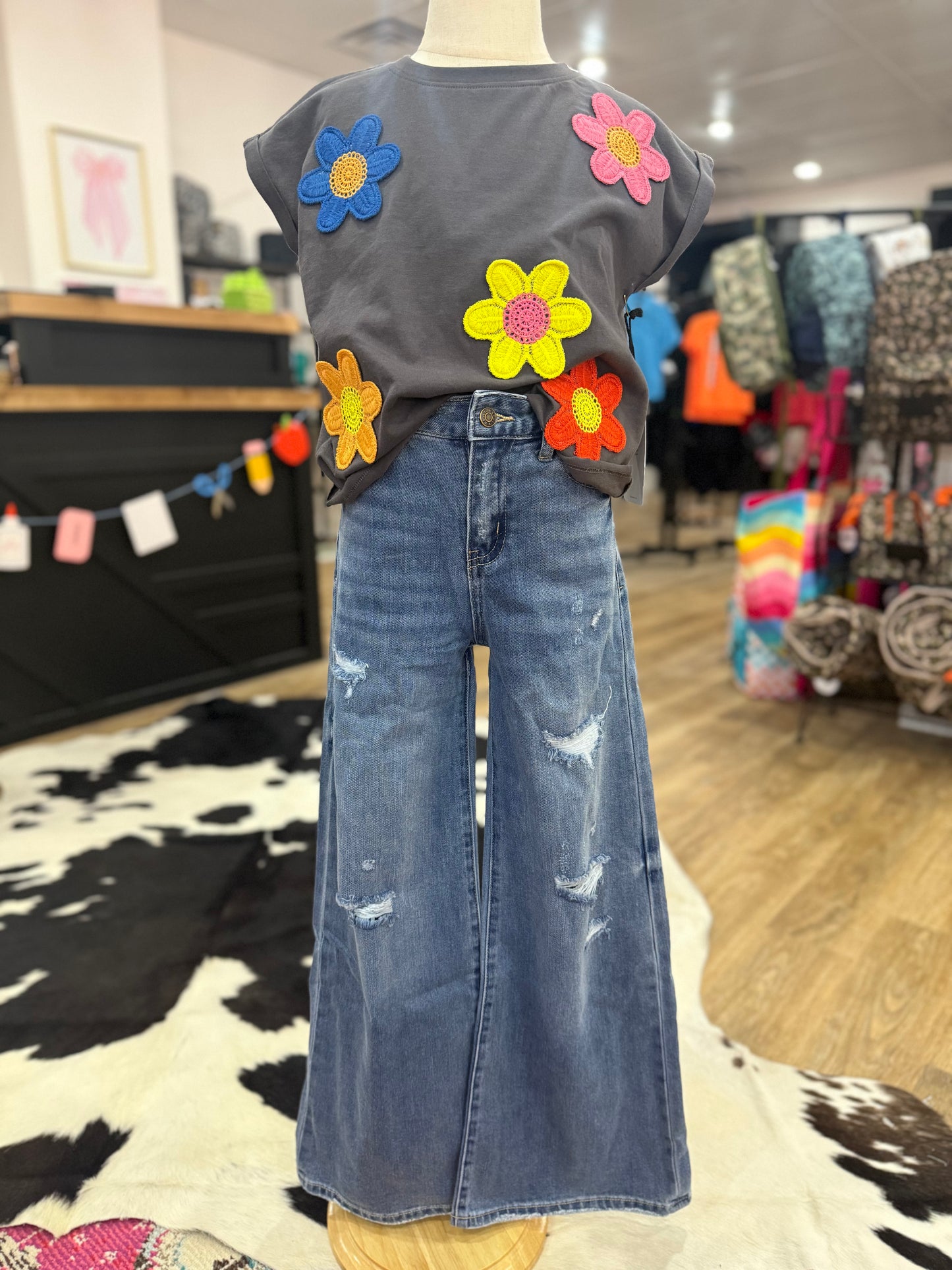 Destructed Wide Leg | Indigo