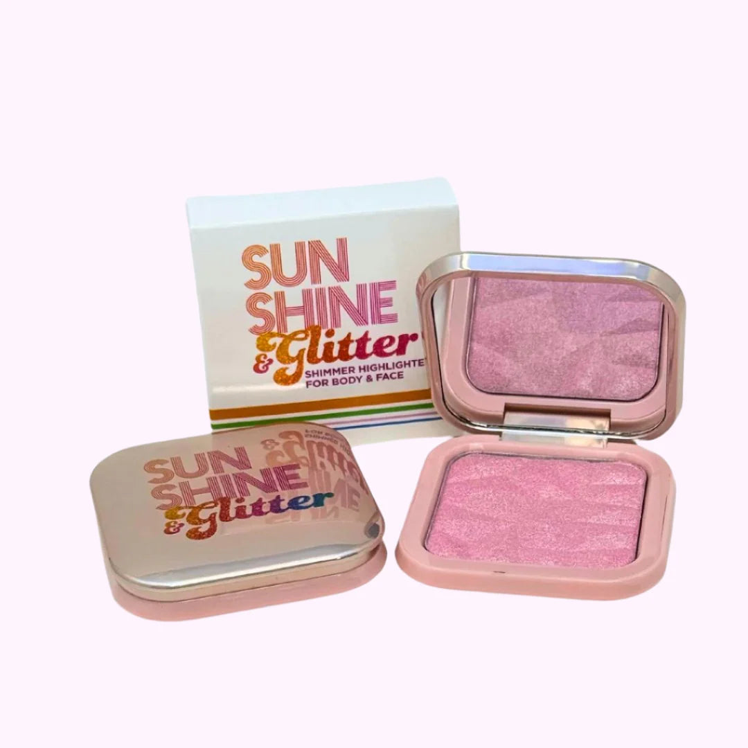 Sunshine & Glitter Highlighter Shimmer Compact | Pretty in Pink
