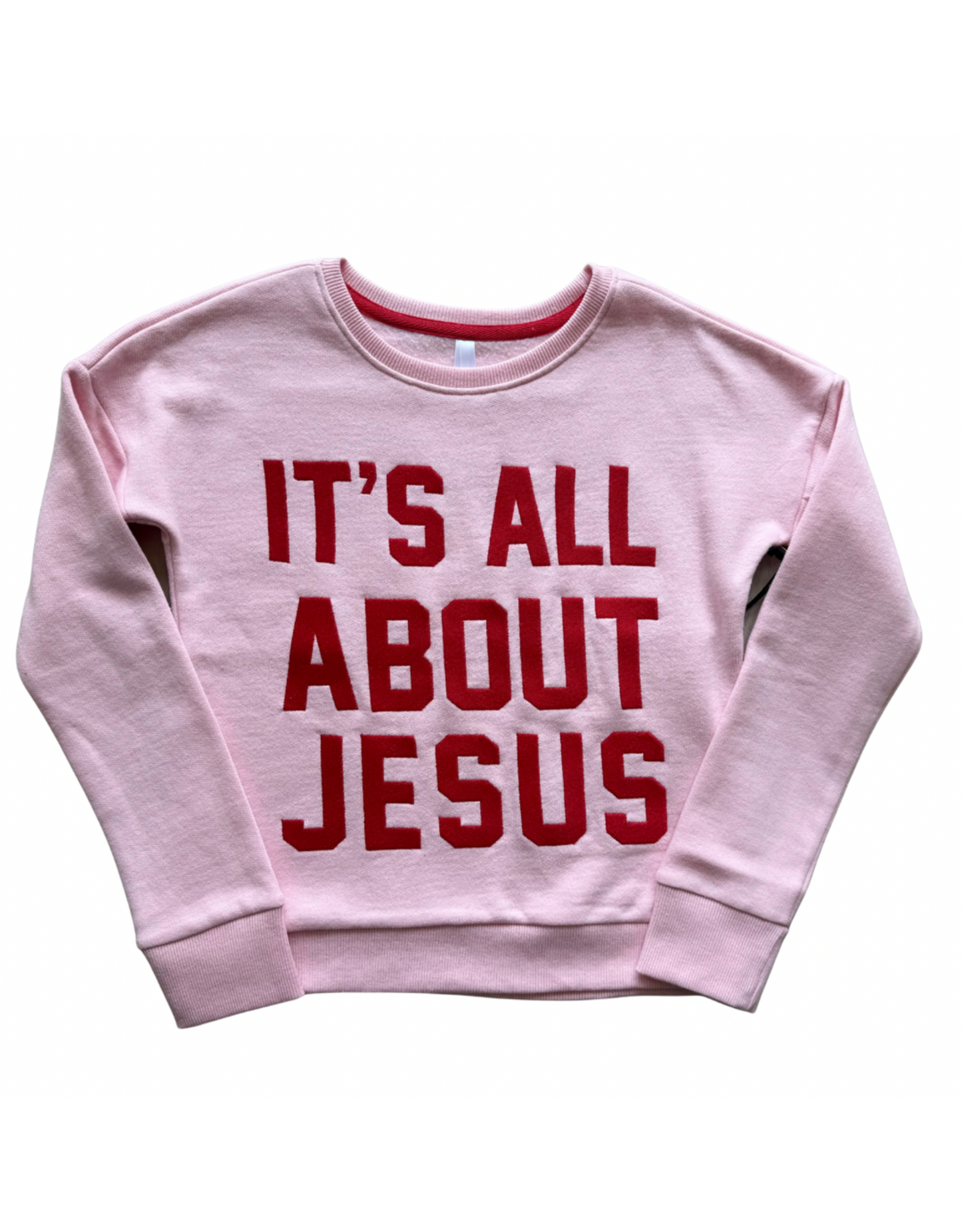 All About Jesus Embroidered Sweatshirt