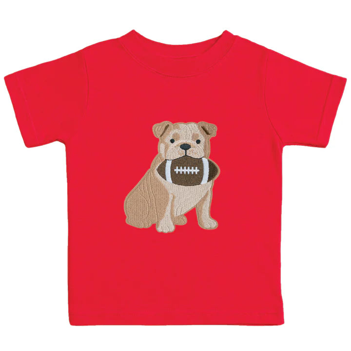 Bulldog Football Patch T-Shirt | Red