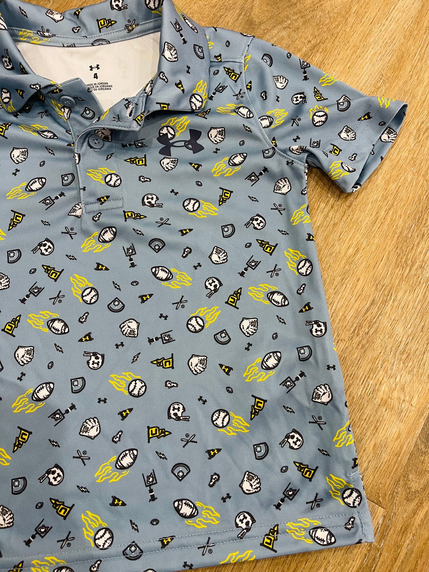 UA Match Play Print Polo | Blue Wind