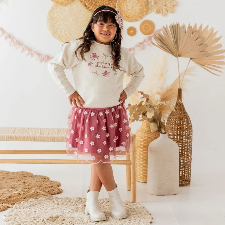 Berry Floral Embroidered Tutu
