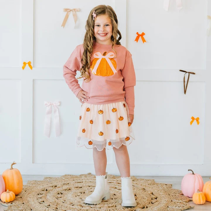 Coquette Pumpkin Sequin Patch Sweatshirt