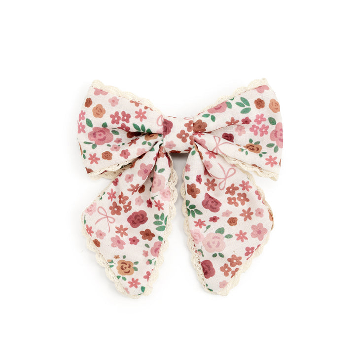 Berry Floral Bow Clip