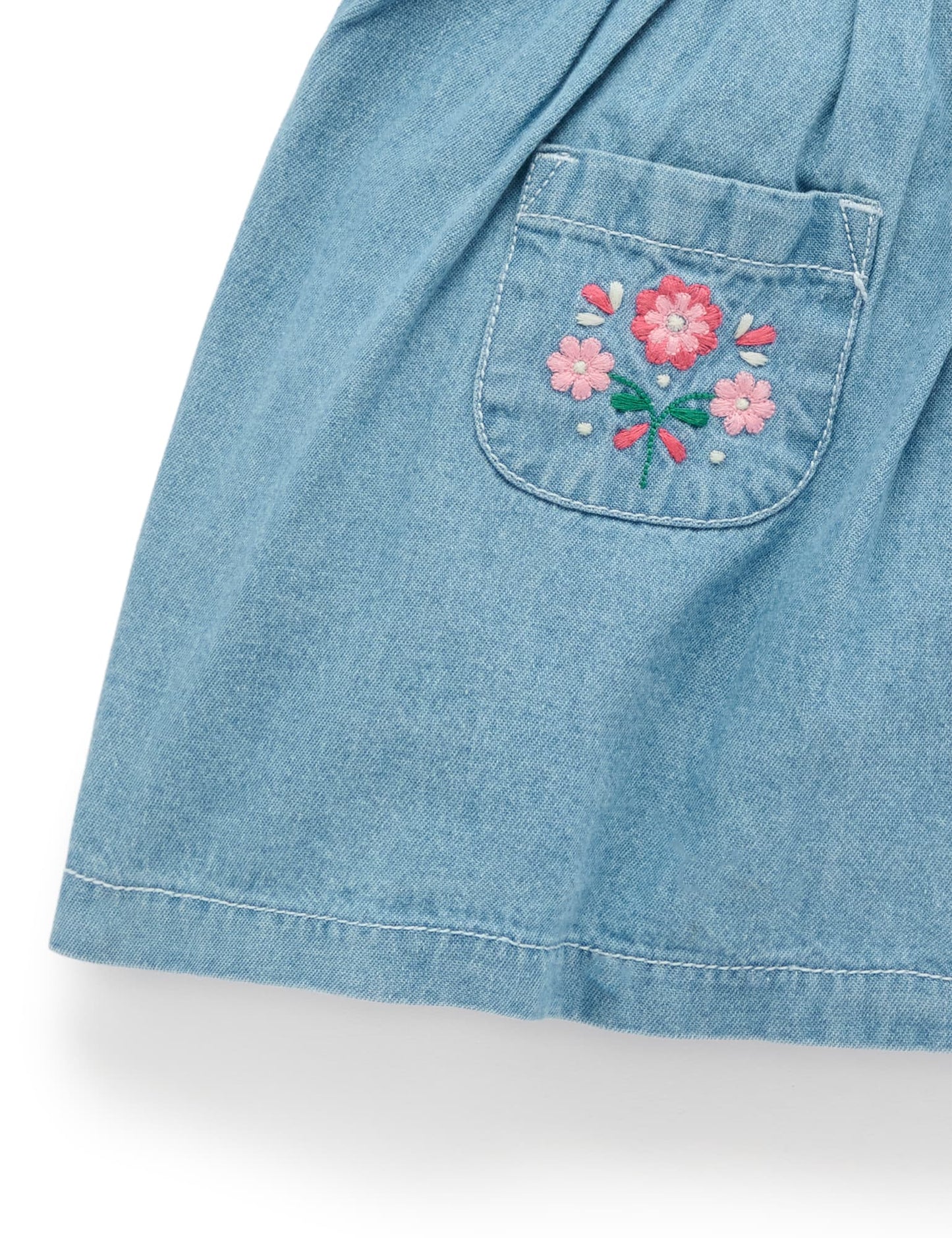 Floral Embroidered Denim Dress