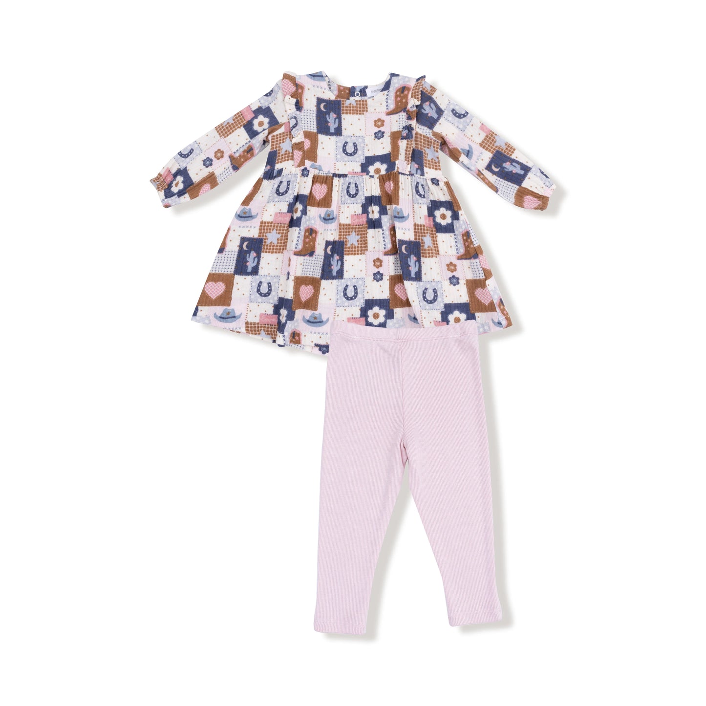 Patchwork Cowgirl Ruffle Dress W/ Leggings