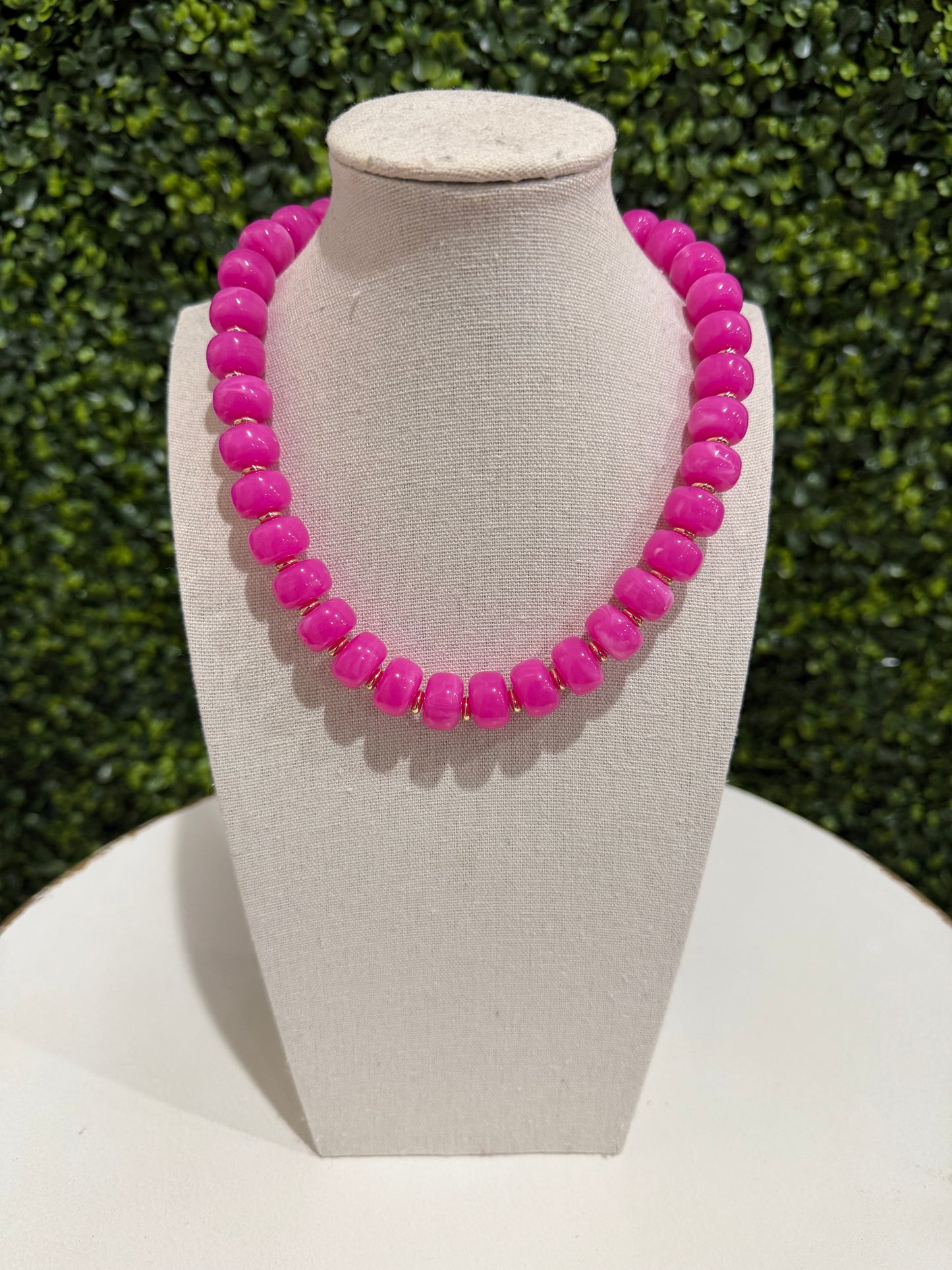 Chunky Resin Bead Necklace | Pink