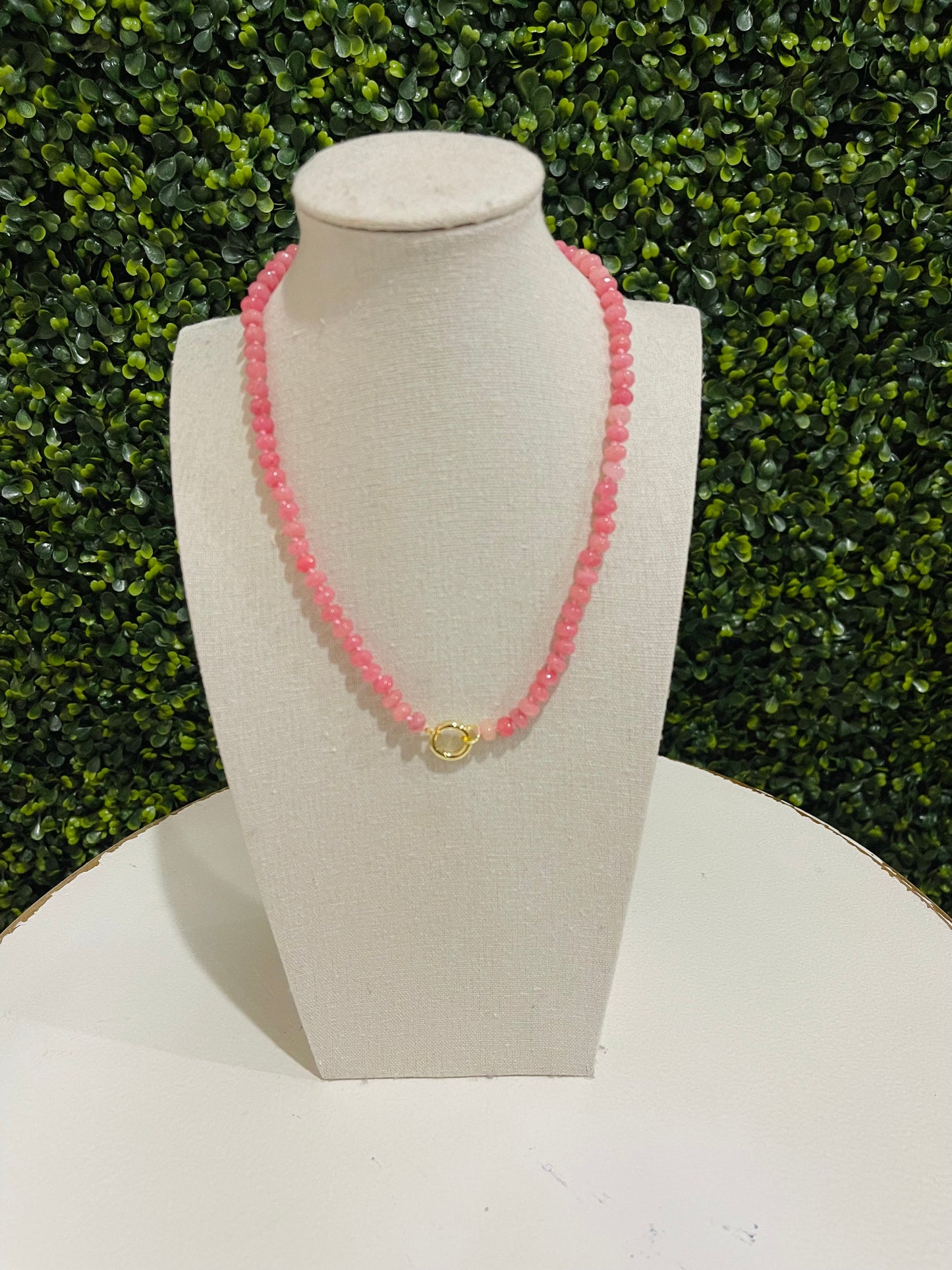 Mini Beads Magnetic Clasp Charm Necklace | Coral
