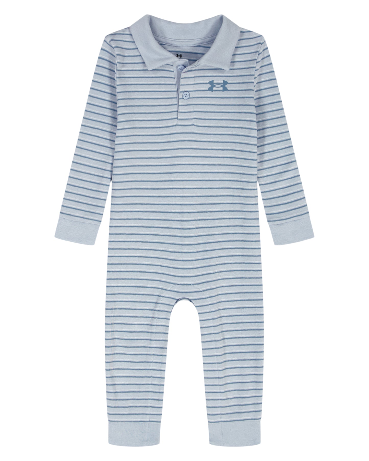UA Stripe Polo Coverall| Blue Calm | 0-12m