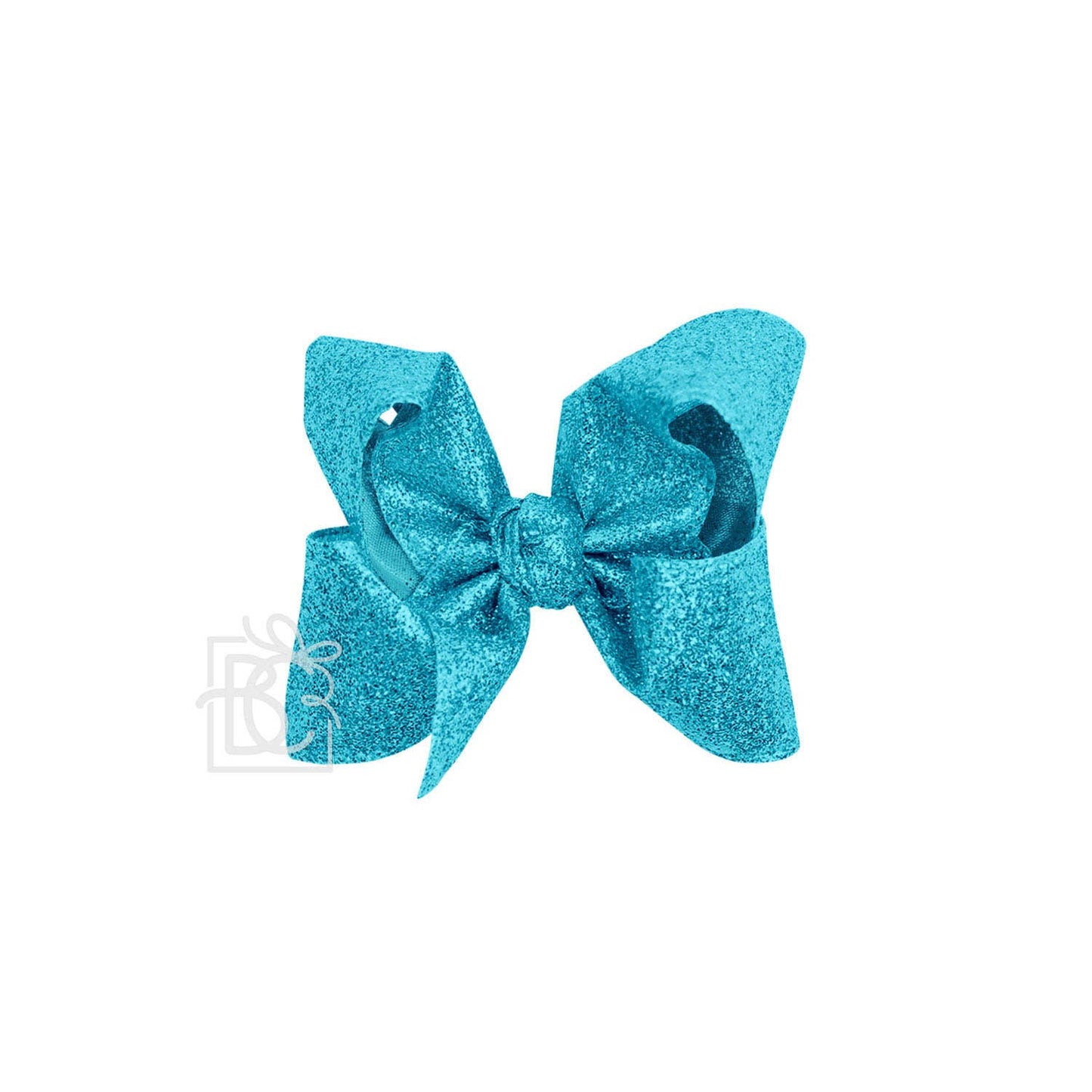 GLITTER METALLIC BOW ON CLIP: 6.5" Jumbo - 2.5" Ribbon on Lg. Alligator Clip / WHITE