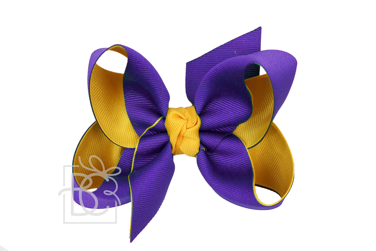 Layered Grosgrain Bow (Purple & Yellow Gold): 5.5" Huge