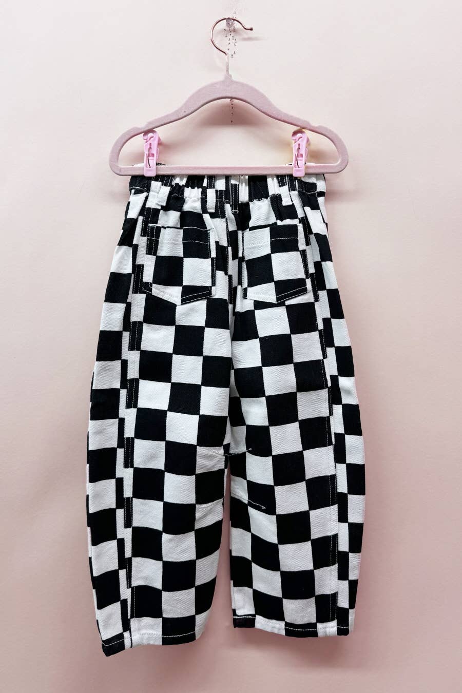 Checkered Barrel Jeans | Black