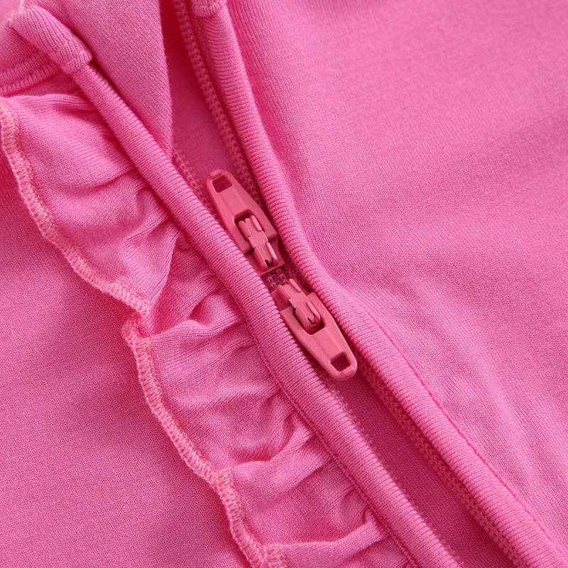 Perfectly Pink Ruffled Romper NICU Friendly