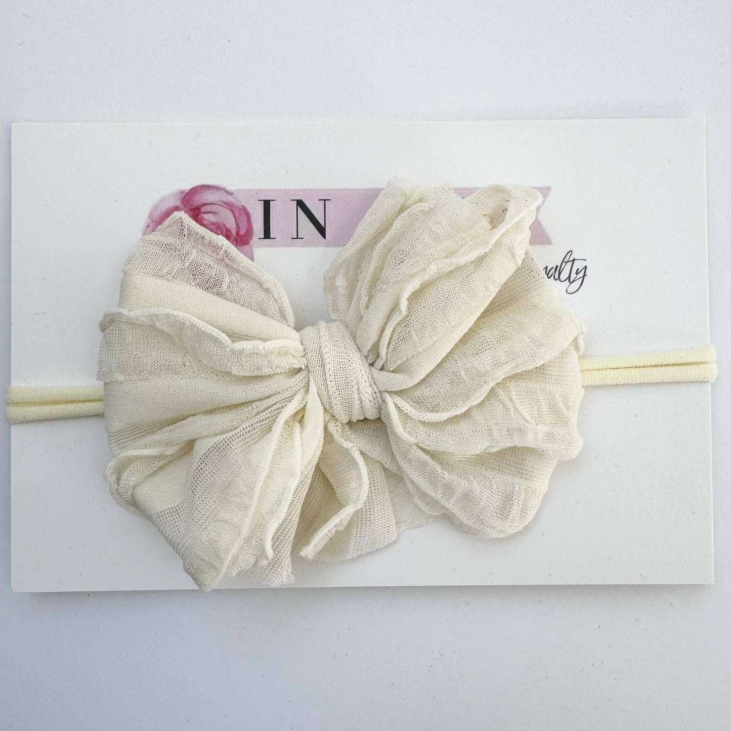 Skinny Mini Ruffled Headband | Ivory