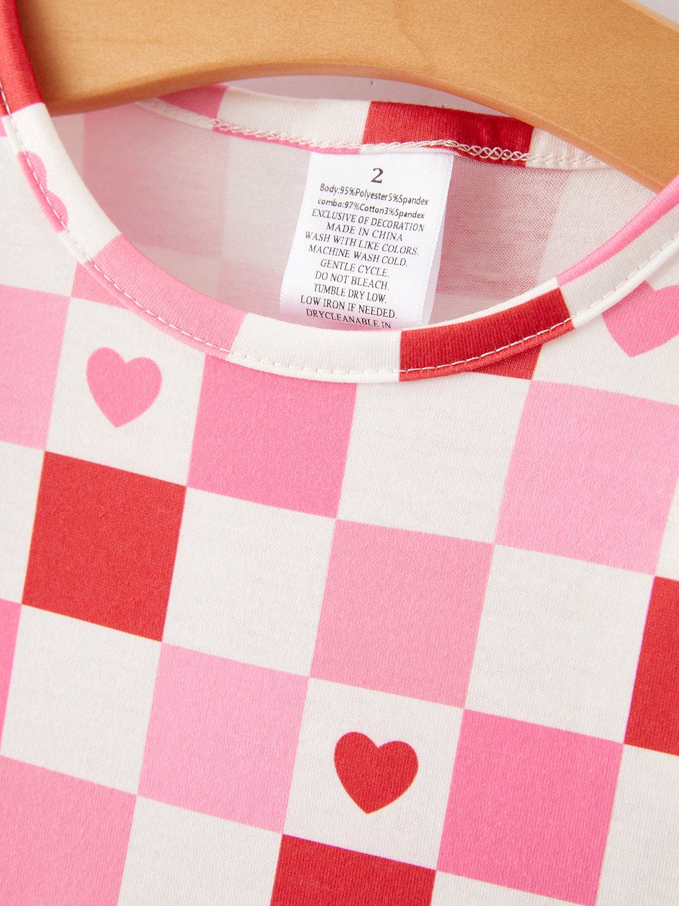 Valentine's Day Checkerboard Print Pink Pocket Dress: 2