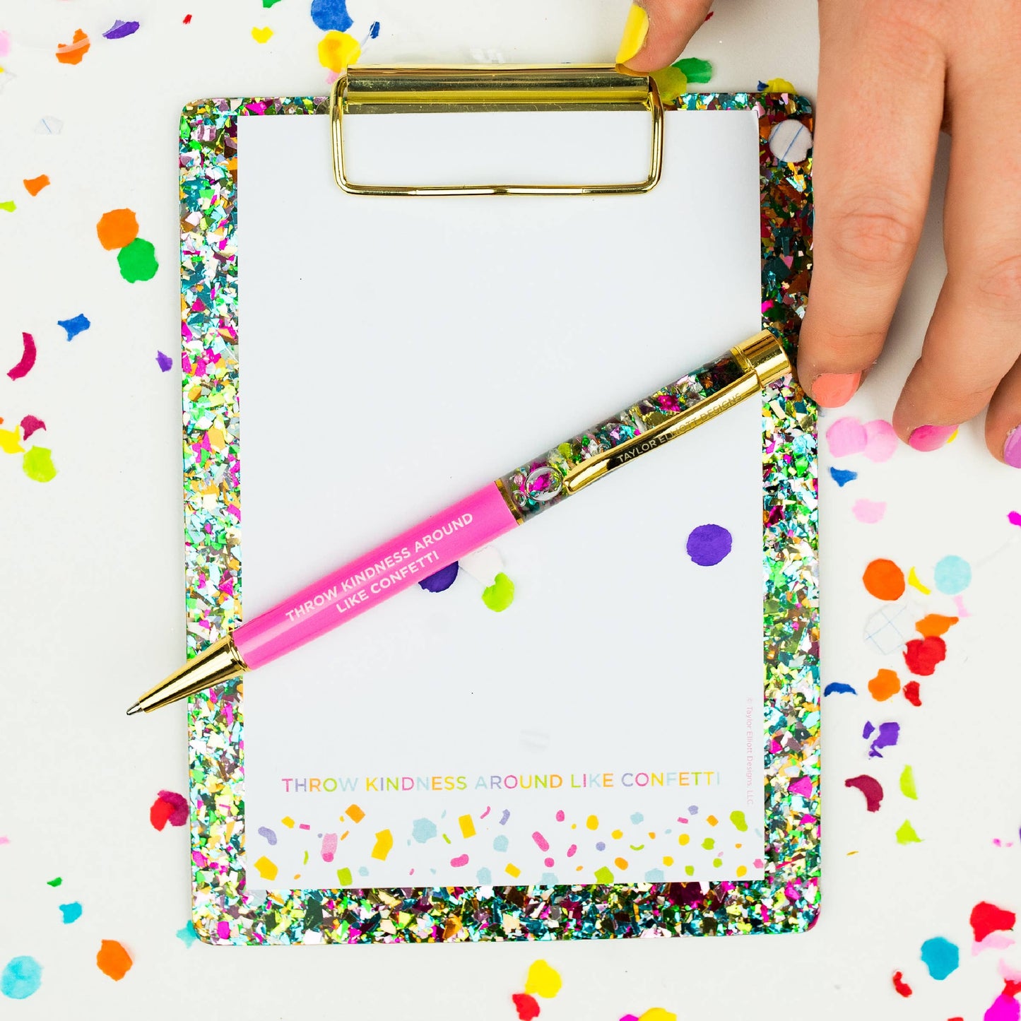 Mini Acrylic Clipboard & Notepad Set | Colorful Confetti
