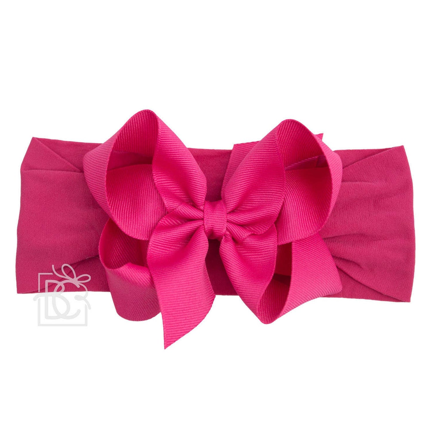 Classic Grosgrain Bow on Stretchy Hose Headband | Fuchsia 4.5"