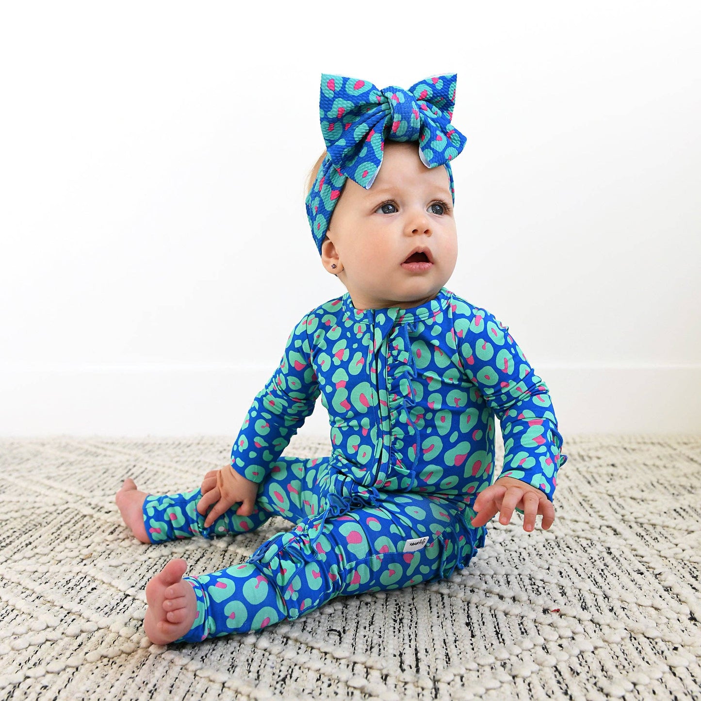 Miley Leopard Ruffle Zip Bamboo Baby Sleepies
